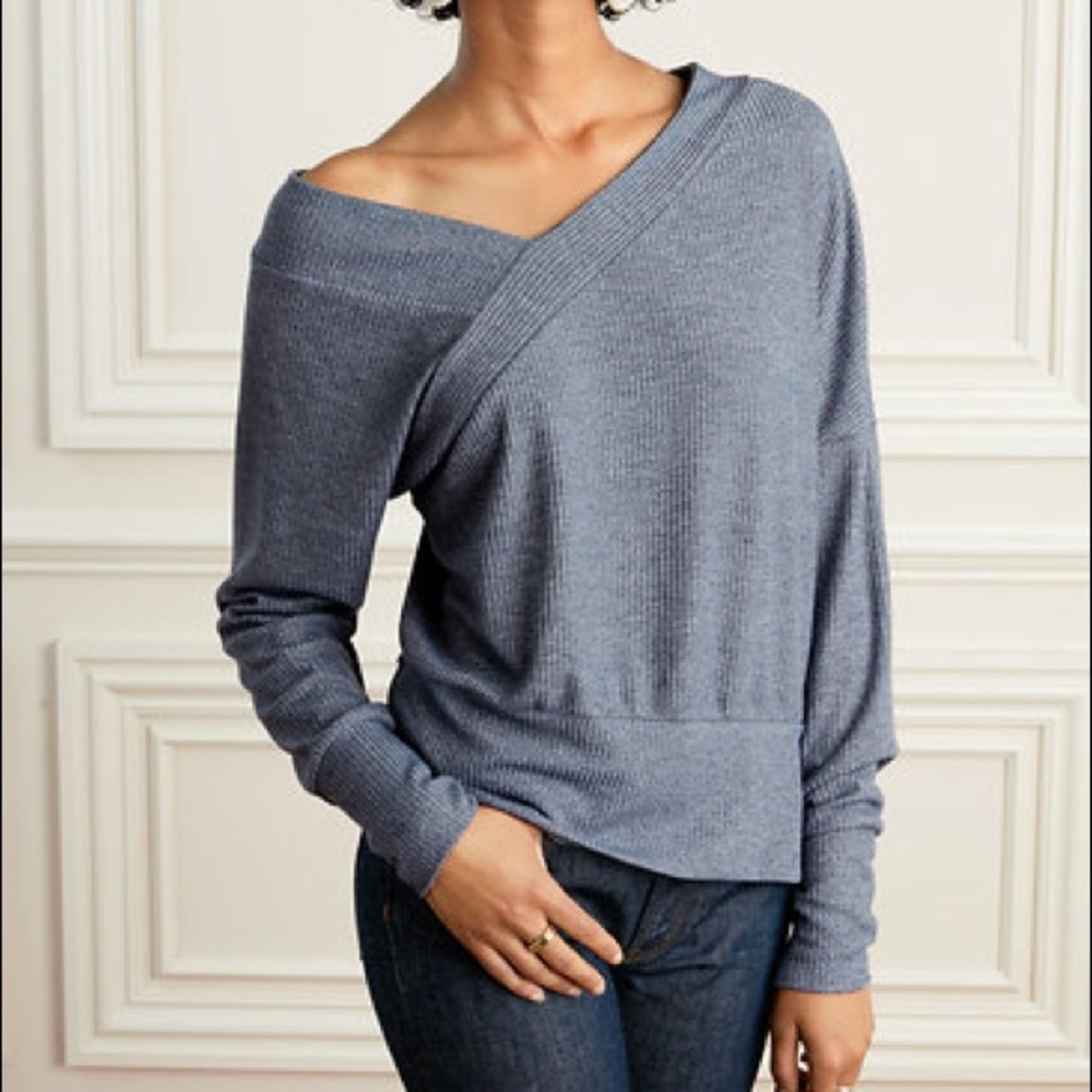 Stella & Dot The Double V Sweater - Chambray Blue